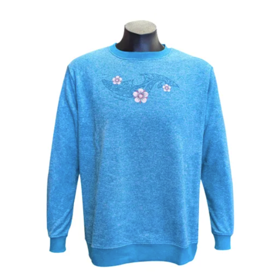 Sweatshirt Floral Curve - Teal Marl