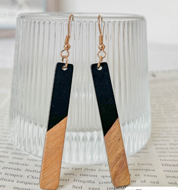 Geometric Drop Earrings - Two Tone