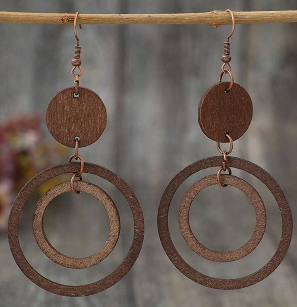 Wooden Geometric Earrings