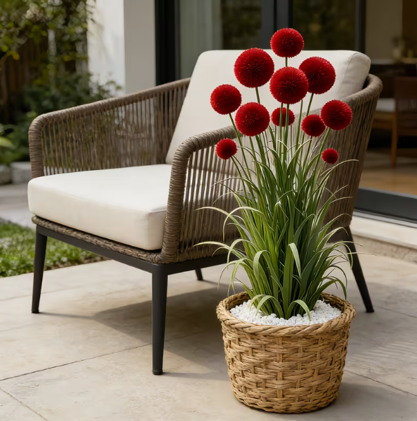 Artificial Red Ball Flowers