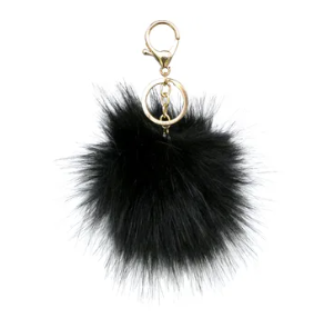 Fur Pom Pom Decoration Key Chain Black
