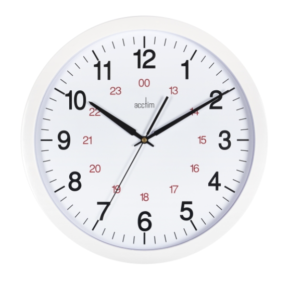 Acctim Metro 355mm 24hr White wall clock