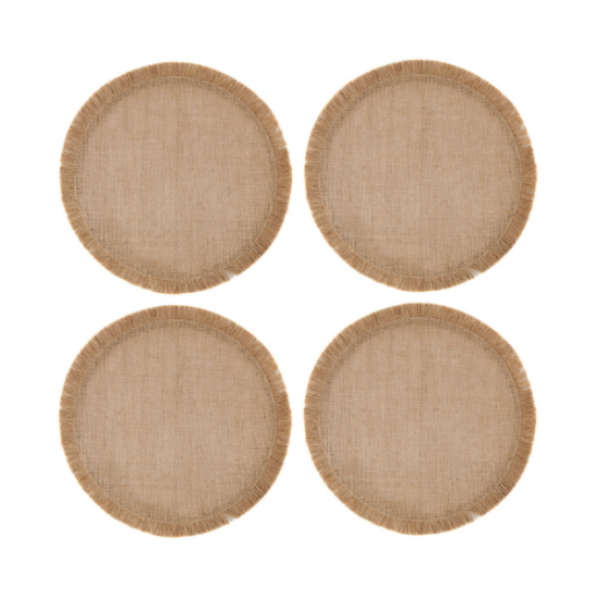 Mikasa 4 Pce Round Hessian Placemat Set - Natural