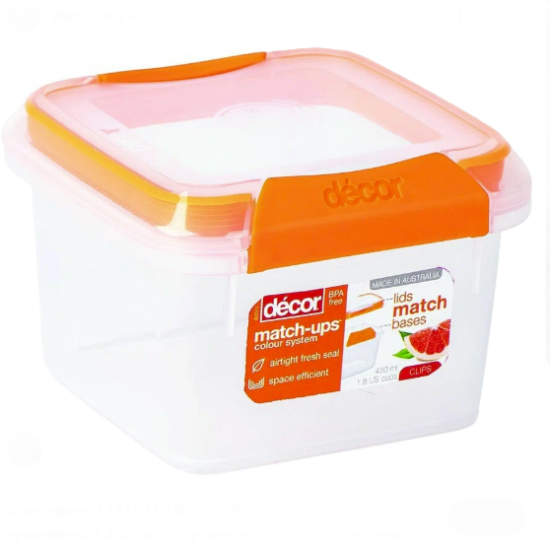 Décor Fresh Seal Clips Square Food Container, 430ml