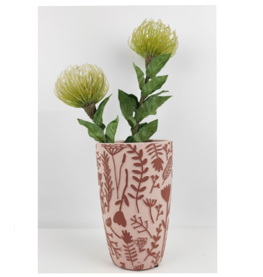 Alex Floral Vase Pink Red Lg 21cm