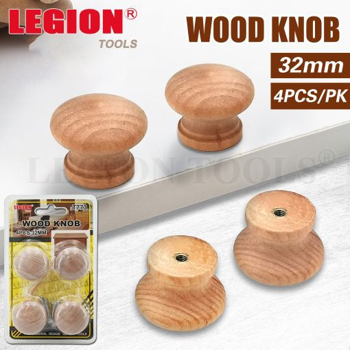 Wood knob 32mm 4pcs/pack