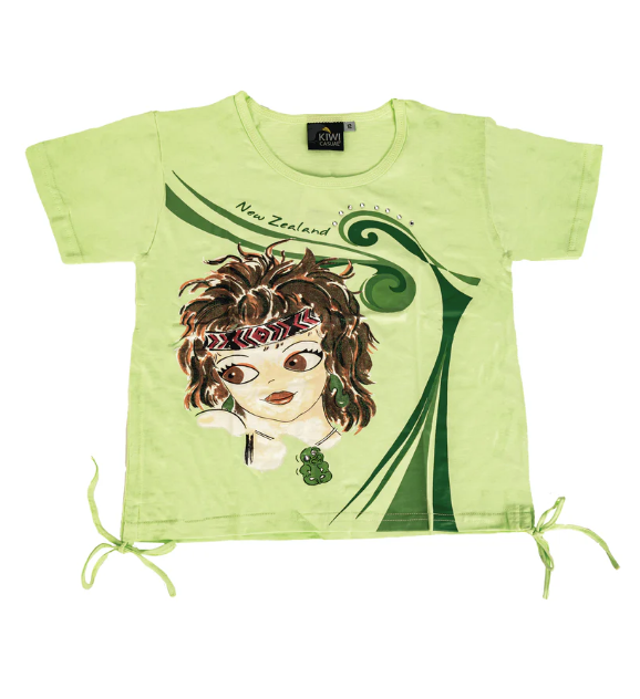 Childs T-Shirt Drawstring Girl W Tiki Green