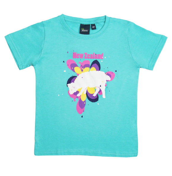 Childs T-Shirt - Paintball Sheep Aqua Blue