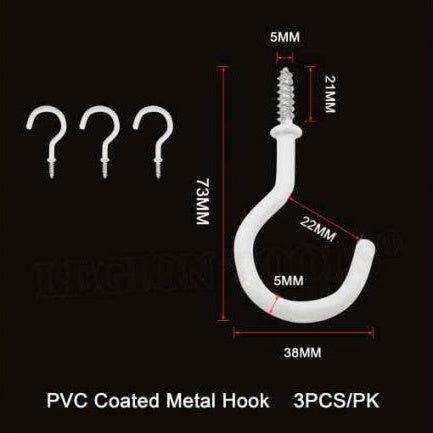 White Pvc Coated Cup Hook 50mm 3Pcs/Pk