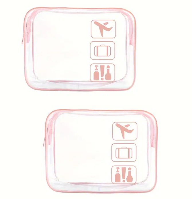 Clear Toiletry Bag Set Pink