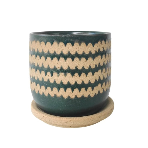 Onyx Planter with Saucer Mustard/Sand
