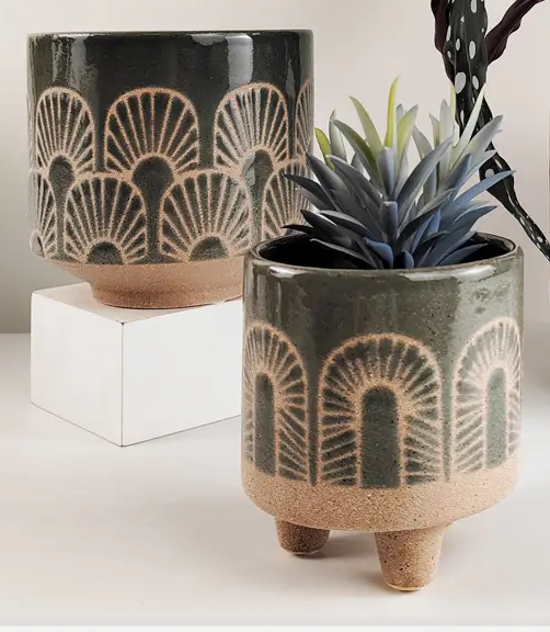 Avi Planter with Legs Blue Sand