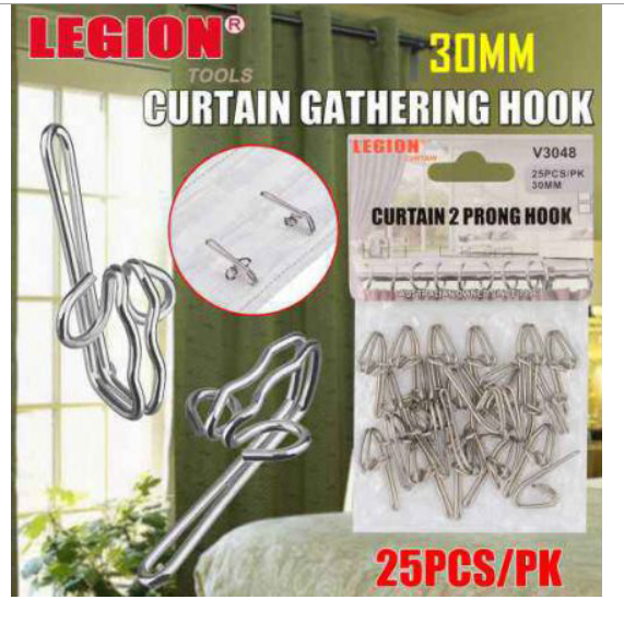 Legion Curtain 2 Prong Hook 30mm Pack of 25