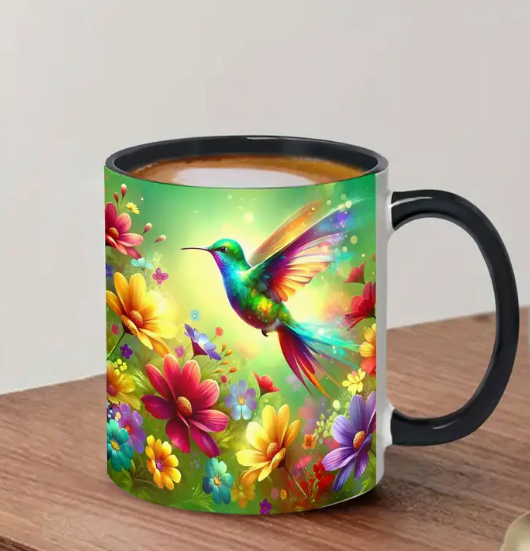 Vibrant Hummingbird Ceramic Mug