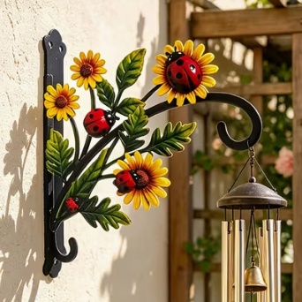 Metal Wall Bracket Sunflower & Ladybirds