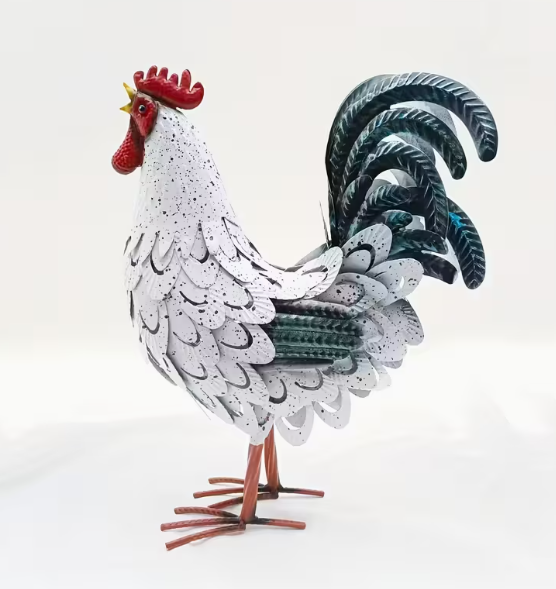 Standing Rooster White 42cm