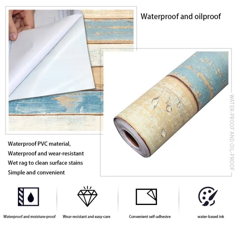 Self-Adhesive PVC Wall Paper/ Cupboard Liner, Mediterranean 45cm Per Meter