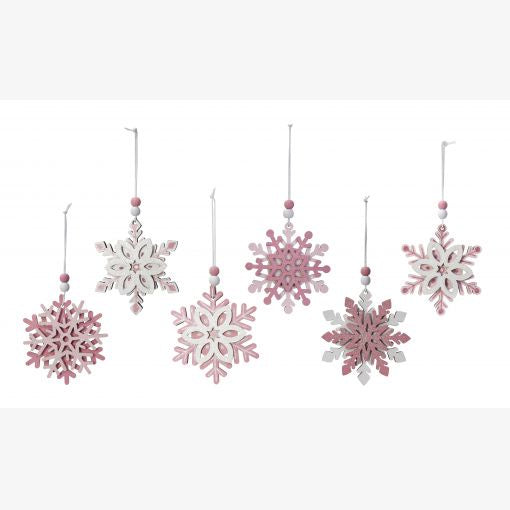 Hanging Snowflake Pink 9cm