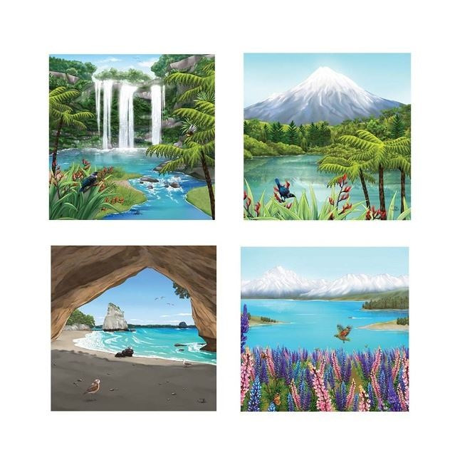 Ceramic Coaster Set of 4 NZ Scenery