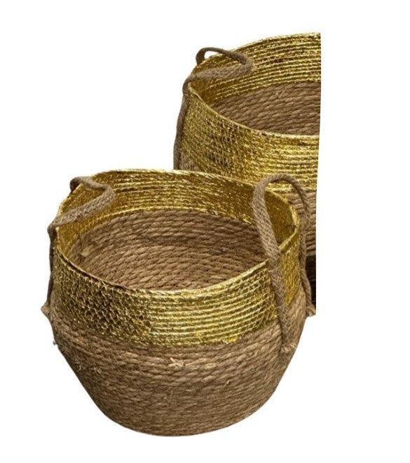 Seagrass Planter Baskets - Gold Single