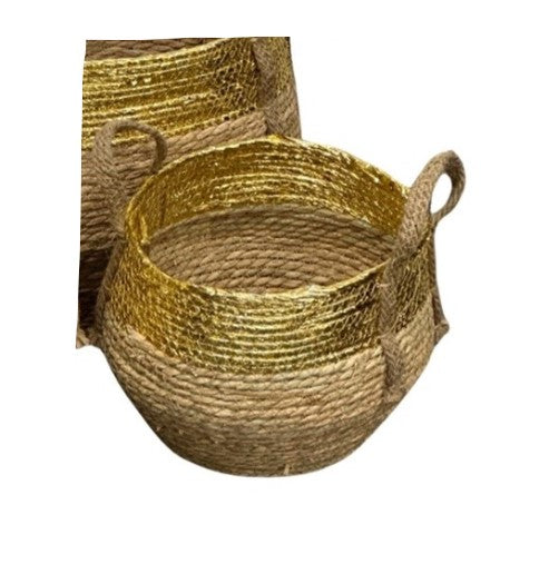 Seagrass Planter Baskets - Gold Single