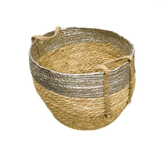 Seagrass Planter Baskets - Silver Single