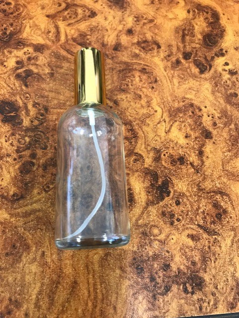 Euro Clear Glass Bottle 100ml W Gold Spray Atomiser