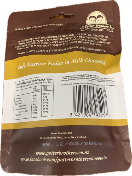 Potter Brother Chocolate Selection - Single Bags
