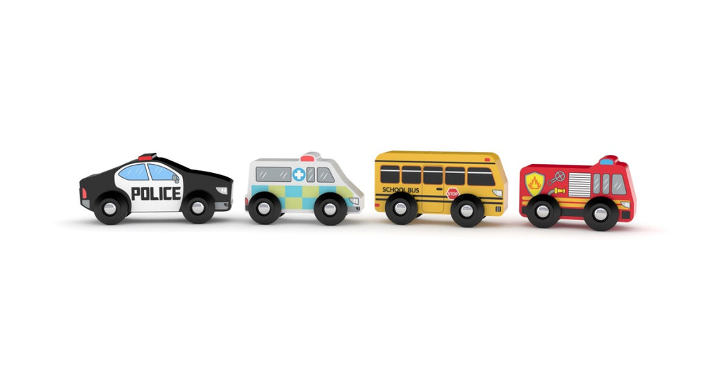 J'adore Wooden Vehicles Tube Set of 4