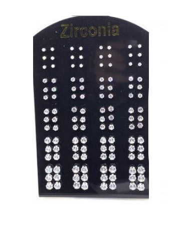 Earring-Cubic Zirconia Round Diamond Mixed Size 60pairs ORDER ONLY