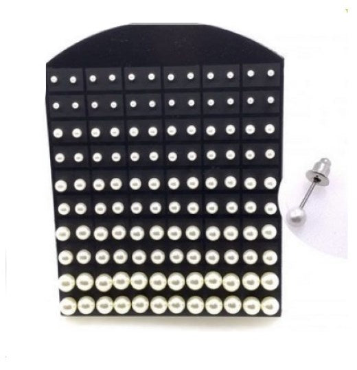 Earring-Imitation Pearl Mixed Size 60pairs - ORDER ONLY