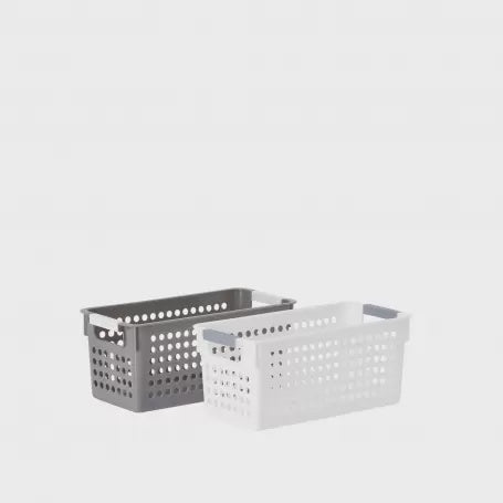 Pantry Basket Narrow High Grey W Handles