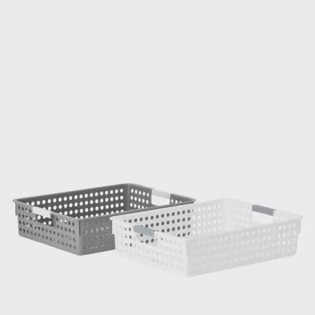 Basket  w/Handles Pantry Tray Small White