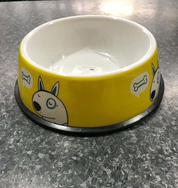 Dog Bowl W Dog Face Print 400ml