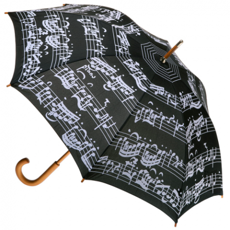 Umbrella White Music Notes on Black