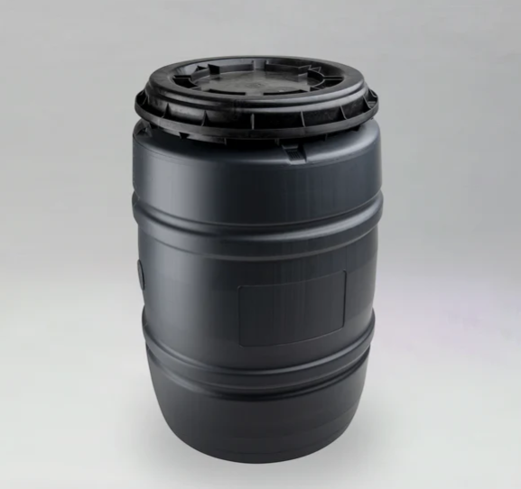 Screw Top Drum w/Lid 200Lit HDPE Black/Grey