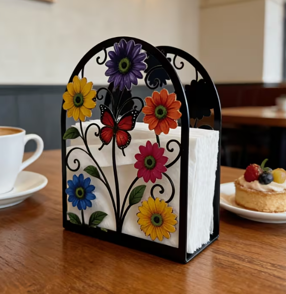 Acrylic Serviette Holder - Flowers