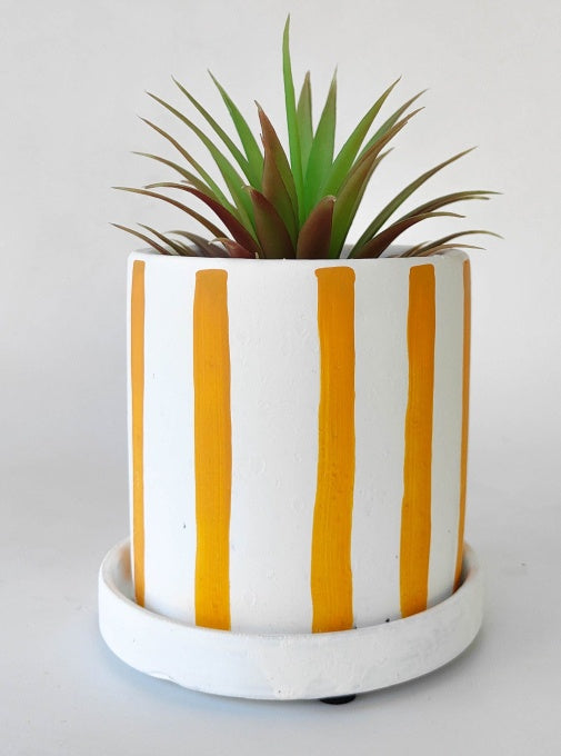 Julia Stripe Planter with Saucer
