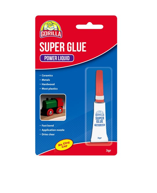 Gorilla Super Glue Power Liquid 3gr Tube Blistered -Clear