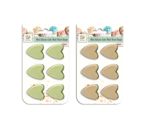 BakeArt Mini Silicone Cake Mold Heart Shape 6pc