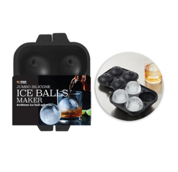 Max Choice 4pc Silicone 48mm Jumbo Ice Balls Tray