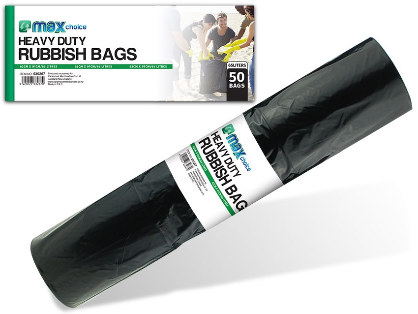 Maxcare Heavy Duty Rubbish Bags (620x910) 60L 37mic 50pcs