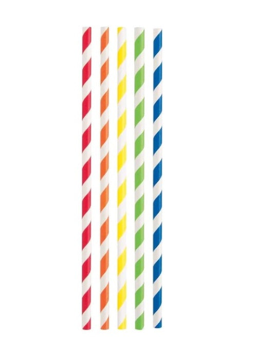 Colourful Striped Paper Straw 197x6m 40&