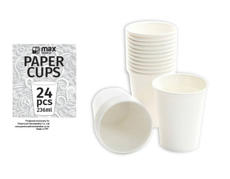 Heavyduty Paper Drinking Cups 236ml 24's
