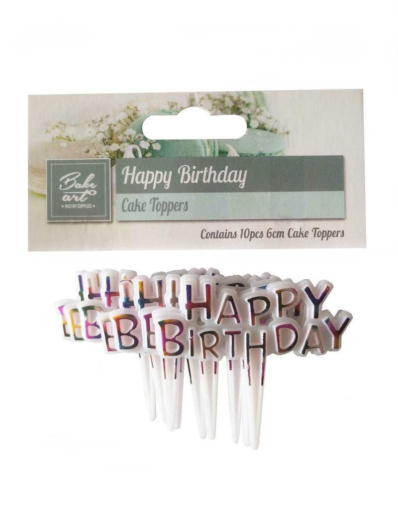 BakeArt Happy Birthday Cake Topper 6cm x10&