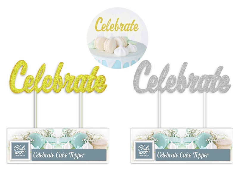 BakeArt Celebration Cake Topper Gold Silver mixed 14cm