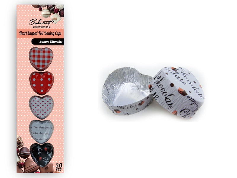 BA Heart Shaped Foil Baking Cups 28mm x 30&