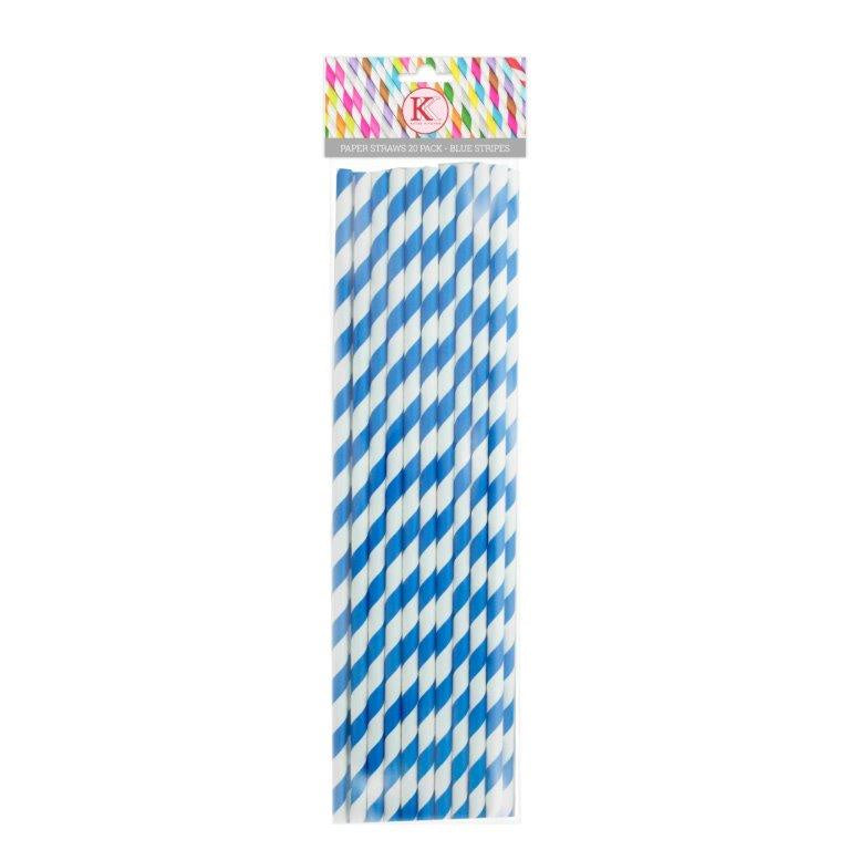 Paper Straws, blue swirls, Pack of 20