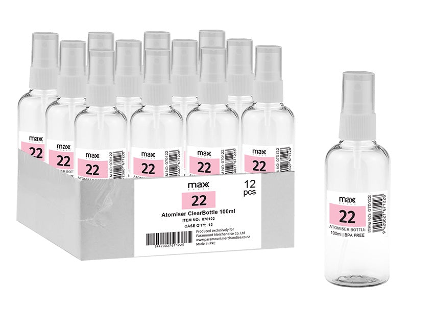 Atomiser, Clear Bottle, 100ml, Max Brand - Single