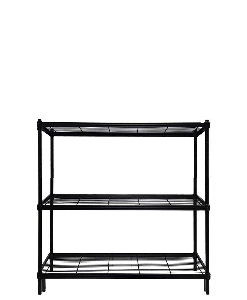 3 Tier Wire Shelving Unit – Black